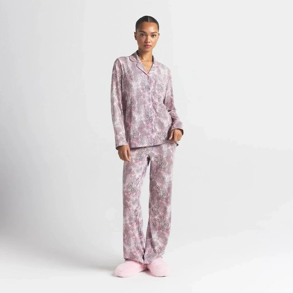 Skims NWT Women's Cozy Loungewear Pajama Set Bloom Mini Animal Size Small
